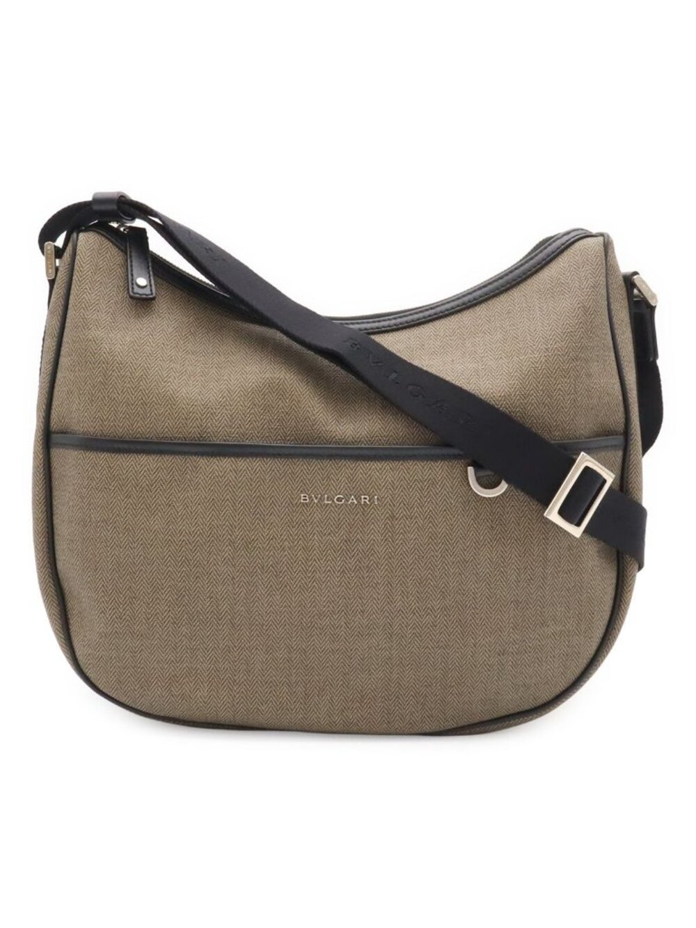 Bvlgari Weekend Shoulder Bag Crossbody Leather Gray Black Silver